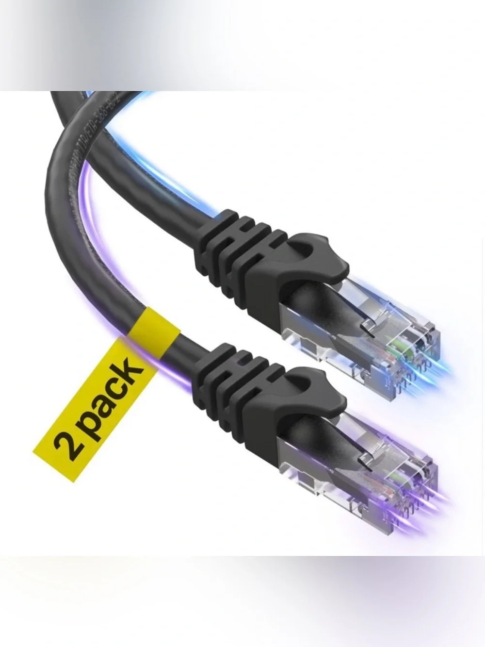 2 Pack Cat6 Ethernet Cable - 10Gbps High Speed LAN